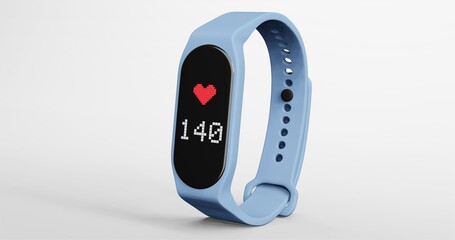 3d render of smart band, fitness watch, sport bracelet, or fitness activity tracker isolated on isolated background