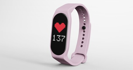 3d render of smart band, fitness watch, sport bracelet, or fitness activity tracker isolated on isolated background