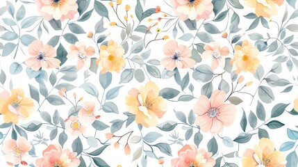Fototapeta premium Seamless pastel colored floral and bicolor patterns for fabrics, curtains, bed sheets, tablecloths, and for printing on clothing.