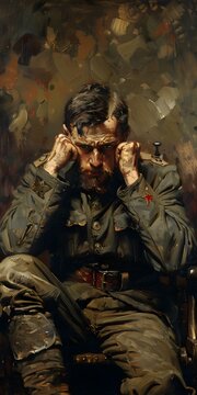 Artist Vasily Kandinskys painting Pensive