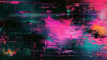 Abstract fusion elements within digital glitch art aesthetic