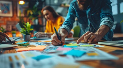Obraz premium Guiding Collaborative Brainstorming Towards Business Success and Achievement