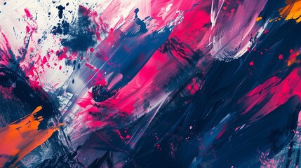 A detailed view of an abstract wallpaper featuring a chaotic mix of brush strokes and splashes in bold, contrasting colors, creating a dynamic and energetic visual effect.
