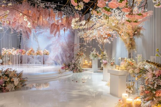 A soft, floraldecorated bridal expo is transformed with futuristic technology and innovative design elements