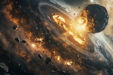 An asteroid colliding with our planet, shaking the very foundations of existence