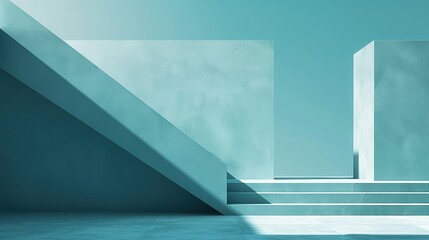 Obraz premium Visually stunning desktop wallpaper capturing minimalistic architecture essence with simple shapes, impactful lines, and colors, using negative space and subtle textures to add depth 