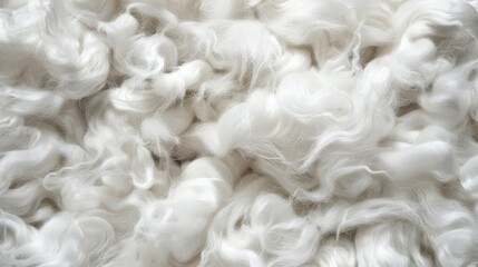  A close-up view reveals a mound of white wool, appearing undyed and unaltered