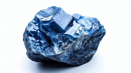 Obraz premium Jeremejevite stone, photographed in the studio on a white background, showing the surface details and beautiful color of the stone, Ai generated Images