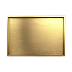 A high-quality image of a shiny rectangular gold plaque with a textured surface, perfect for awards or signage templates.isolated white background, transparent background.
