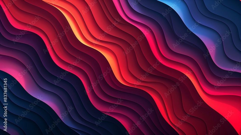 Wall mural an ultra-high-resolution wallpaper featuring wavy shapes filled with a bold, colorful gradient, shif