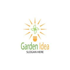 Nature Garden idea  smart idea garden  Green idea  logo design vector illustration