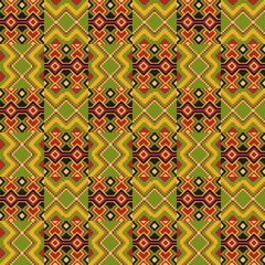 Kente cloth. African textile. Ethnic seamless pattern. Tribal geometric print.