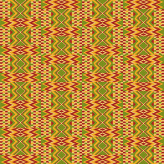 Kente cloth. African textile. Ethnic seamless pattern. Tribal geometric print.