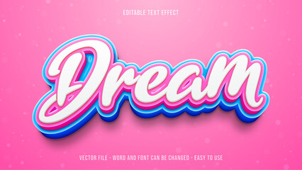 Dream editable text effect 3d style