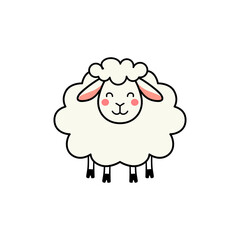 cute lamb hand drawn cartoon character vector illustration template design