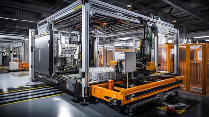 Fototapeta premium Detailed View of EV Battery Cell Production Process Generative AI