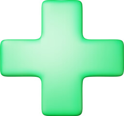 3D green cross sign symbol
