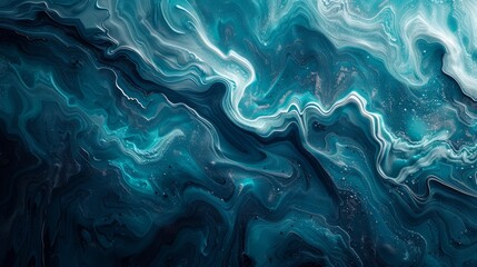 Obraz premium Abstract background featuring fluid art in vibrant blues and greens