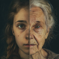 Portrait of a Youthful and Elderly Woman Divided