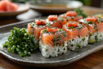 Onigiri - Rice balls wrapped in nori, filled with salmon, pickled plum, or tuna. 