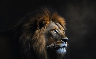 Fototapeta premium Lion king isolated on black background