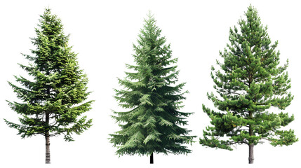 Pine trees isolated on a transparent background