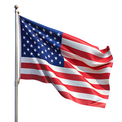 Fototapeta premium USA flag waving by wind ON WHITE background