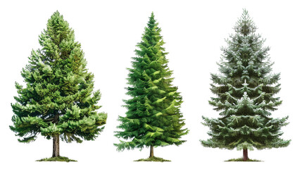 Pine trees isolated on a transparent background