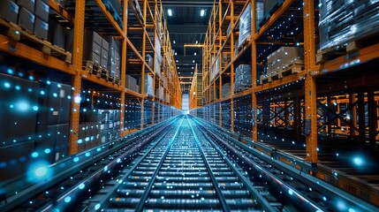 Fototapeta premium Efficient supply chain management, logistics technology, tracking systems, warehouse automation