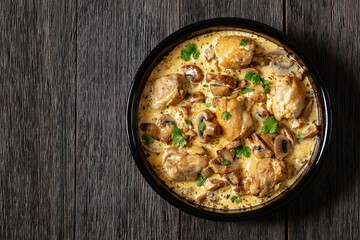 chicken thighs in a creamy mushroom garlic sauce