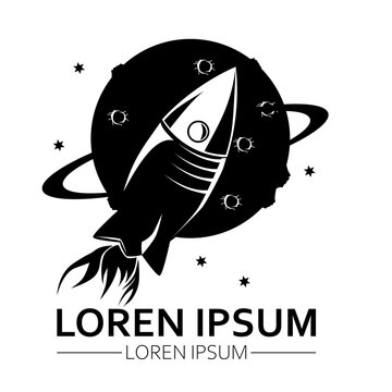 logo with rocket and moon concept for business and enterprise. logo with a rocket and moon concept for business and enterprise, can also be used for posters