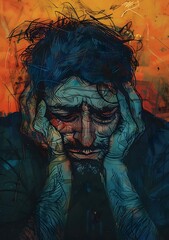 Man holding his head in despair