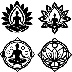 set-of-4logo-de-un-centro-de-yoga-con-flor-de-loto