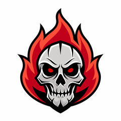 skeleton-head-logo-fire-skull-logo-flame-skull-log