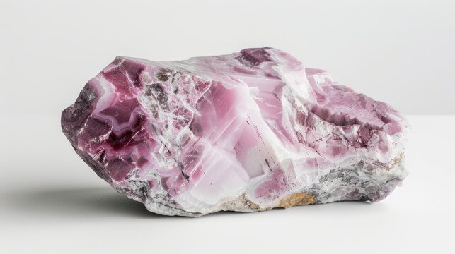 Poudretteite stone, photographed in the studio on a white background, showing the surface details and beautiful color of the stone, Ai generated Images