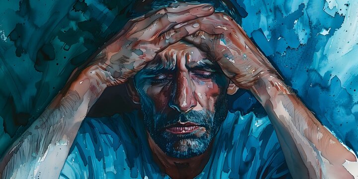 Man holding his head in anguish