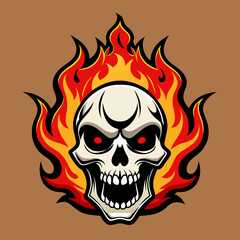 skeleton-head-logo-fire-skull-logo-flame-skull-log