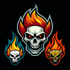 skeleton-head-logo-fire-skull-logo-flame-skull-log