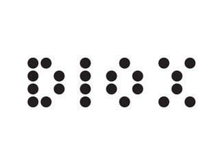 DIOX logo. Black design on white background. Abstract letters. Circles or dots. Digital space vector illustration design.