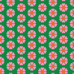 70s retro vintage green, pink and orange pattern background