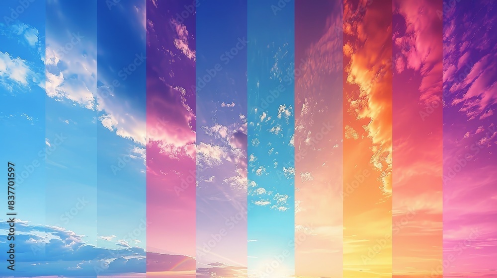 Wall mural sky gradients weather: an illustration showing the changing gradient of colors in the sky during dif