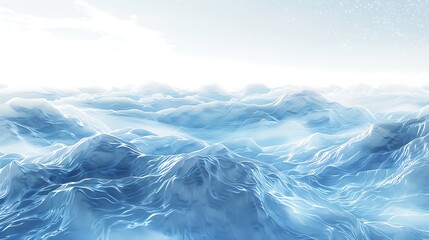 A conceptual representation of sky blue waves on a white celestial backdrop