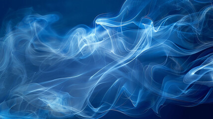 Fototapeta premium Stylized smoke waves forming an intricate, continuous loop on a dark blue canvas