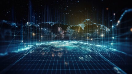 Fototapeta premium Futuristic Global Digital Network Visualization
