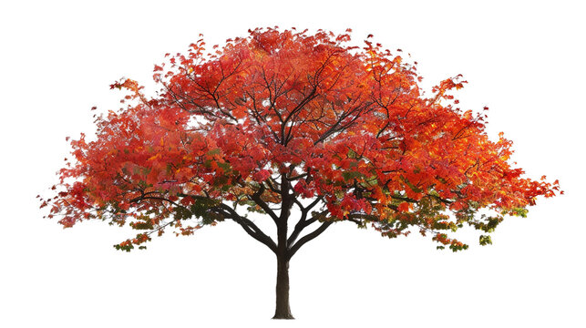 Autumn maple tree isolated on transparent background