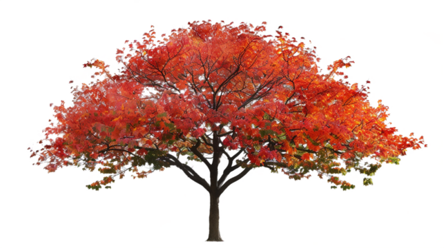 Autumn maple tree isolated on transparent background