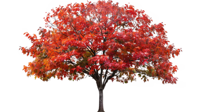 Autumn maple tree isolated on transparent background