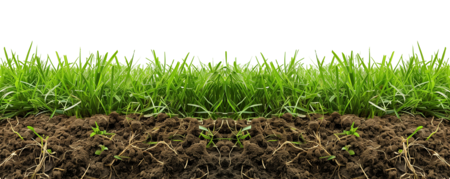 Cross Section of Grass from Soccer Field on Transparent Background