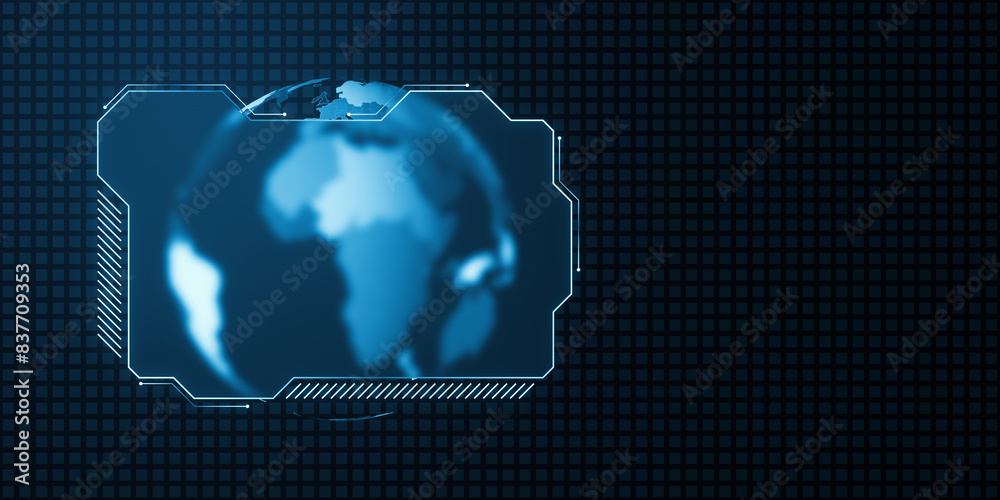 Poster Abstract blue map folder with mock up place. Digital communication and network concept. 3D Rendering.