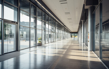 Obraz premium Sleek Modern Office Corridor: Architectural Elegance